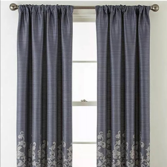 Royal Velvet 1 PAIR - LUCIA FLINT BLUE CURTAIN PANELS 50X95 Each. 2 Panels.